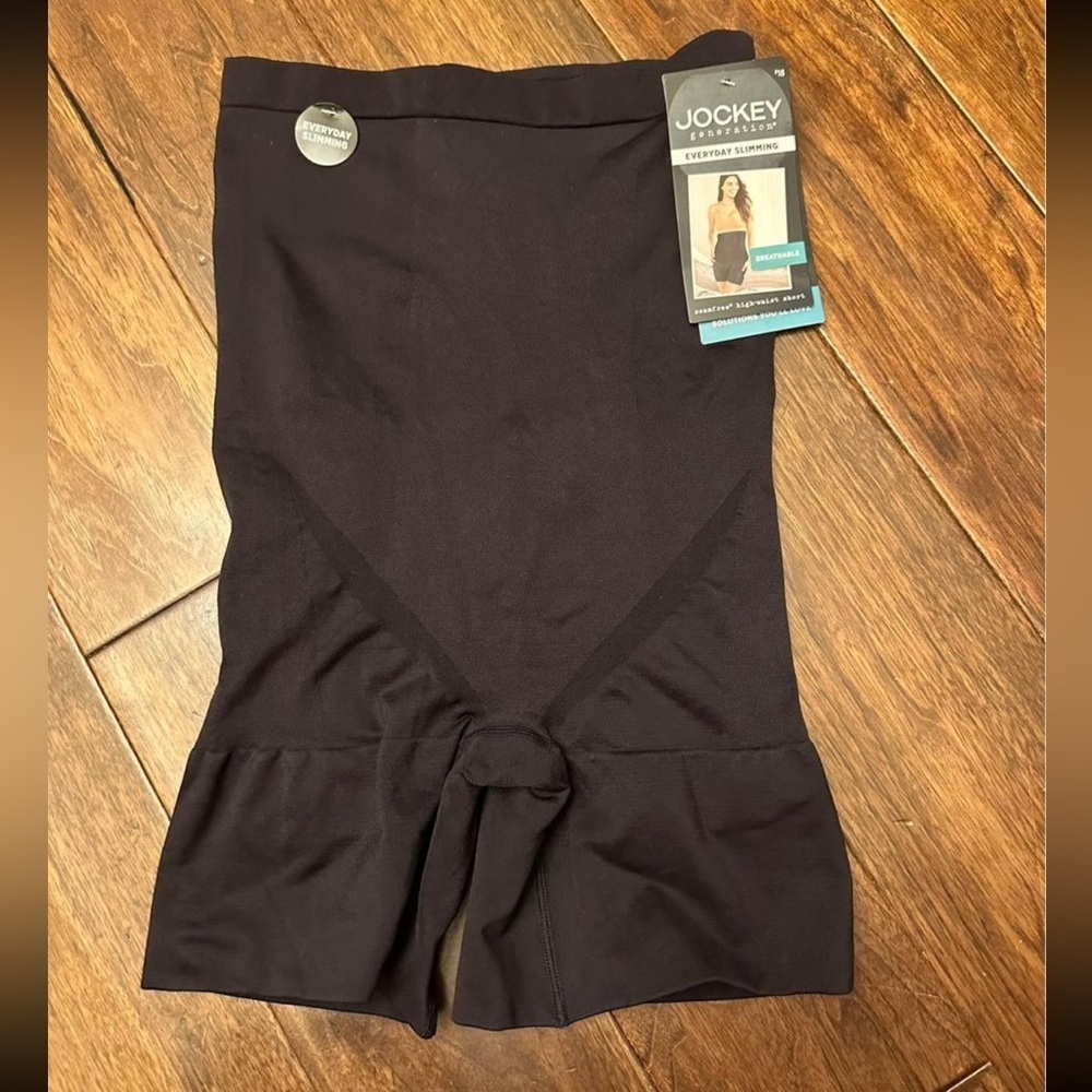 Jockey Seamfree High-Waist Black Short Shapewear Large Microfiber Stretch NWT